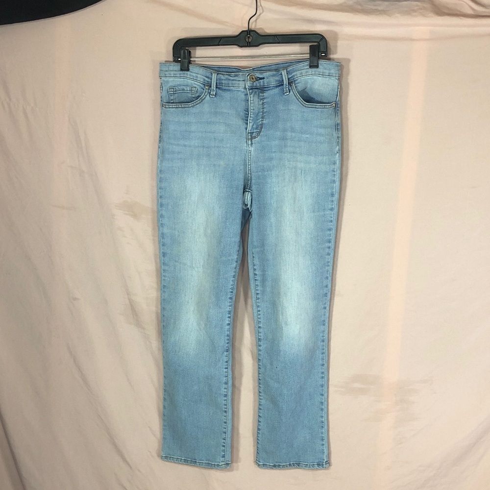 Light Blue Women's Denim Jeans Size 10 High Waist Straight Leg